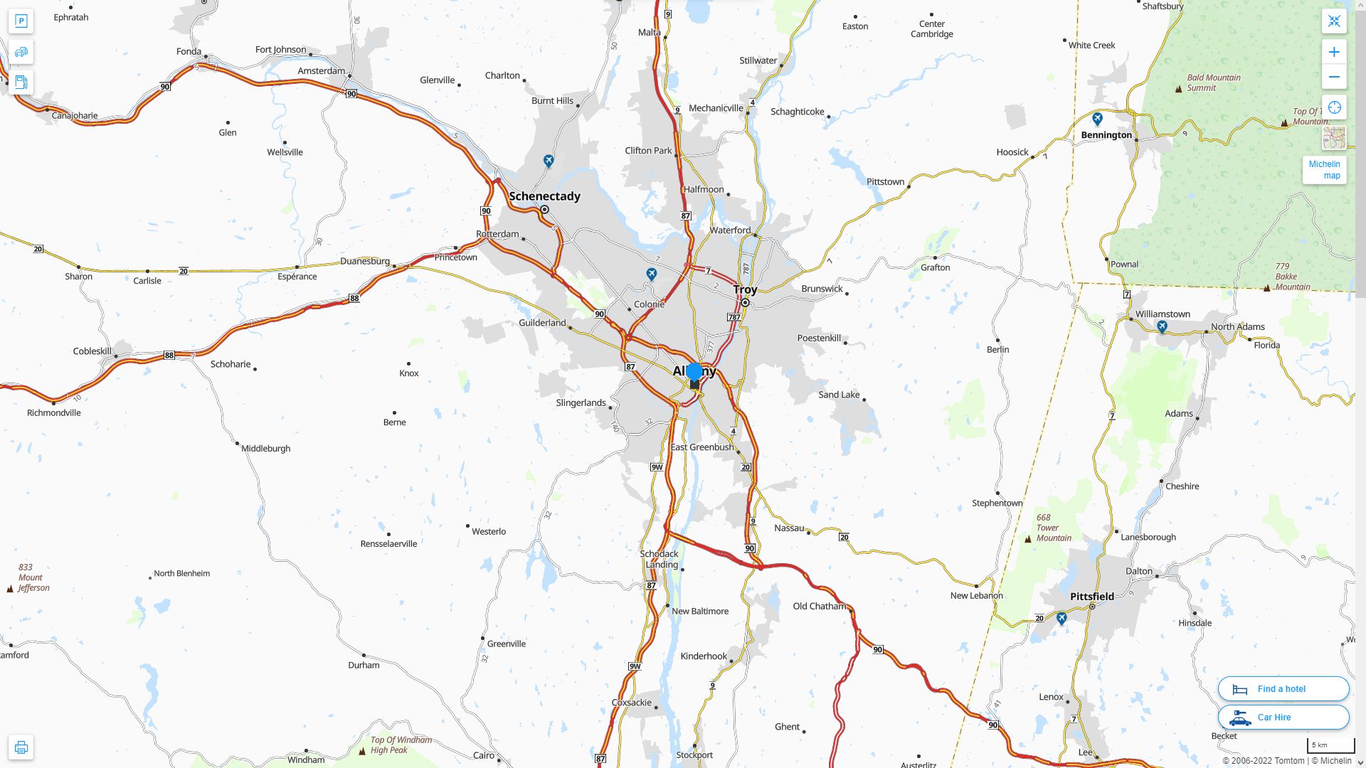Albany New York Highway and Road Map